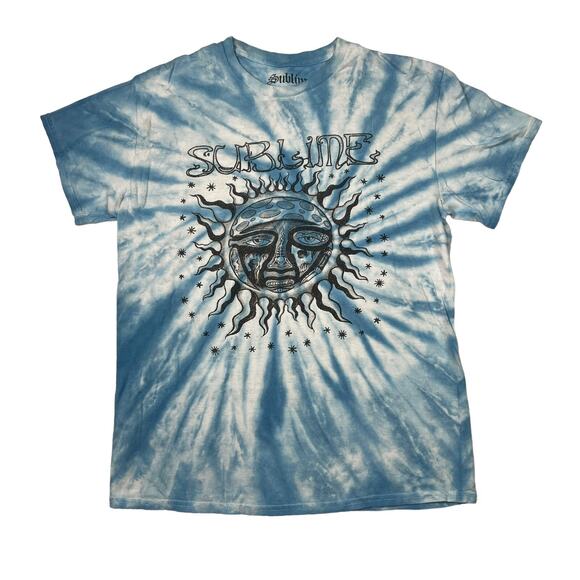 Sublime Retro Tie Dyed Sun Logo Tee T-Shirt Blue Adult Medium - Picture 1 of 4